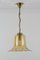 Vintage Bell-Shaped Glass and Brass Pendant Lamp 2