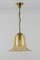 Vintage Bell-Shaped Glass and Brass Pendant Lamp, Image 2