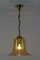 Vintage Bell-Shaped Glass and Brass Pendant Lamp 3