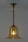 Vintage Bell-Shaped Glass and Brass Pendant Lamp, Image 3