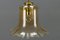 Vintage Bell-Shaped Glass and Brass Pendant Lamp, Image 6