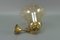 Vintage Bell-Shaped Glass and Brass Pendant Lamp 11