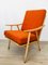 Orangefarbener Boomerang Armlehnsessel von TON, 1960er 1