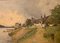 Paul Lecomte, Village at the Edge of River Impressionism, Francia, 1880, Immagine 2