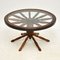 Vintage Wagon Wheel Coffee Table with Glass Top 1