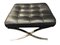 Steel and Black Leather Barcelona Stool by Mies Van Der Rohe, Image 1