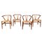 20th Century Wishbone Dining Chairs by Hans J Wegners for Carl Hansen & Søn, 1960s, Set of 4 1