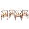 Chaises de Salon Wishbone du 20ème Siècle par Hans J Wegners pour Carl Hansen & Søn, 1960s, Set de 4 1