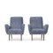 Armchairs in Gray-Blue Fabric, 1950s, Set of 2 1