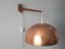 Teak & Brass Swivel Wall Lamp with Copper Shade, 1960s 4