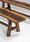 Brutalist French Dining Table and Benches in Solid Olive Wood, 1960s, Image 11