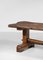 Brutalist French Dining Table and Benches in Solid Olive Wood, 1960s 2