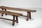 Brutalist French Dining Table and Benches in Solid Olive Wood, 1960s 15