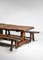 Brutalist French Dining Table and Benches in Solid Olive Wood, 1960s 7