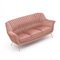 3-Seater Sofa in Pink Velvet, 1950s 4