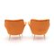 Armchairs in Orange Velvet with Brass Feet, 1950s, Set of 2 7