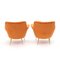 Armchairs in Orange Velvet with Brass Feet, 1950s, Set of 2, Image 7