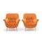 Armchairs in Orange Velvet with Brass Feet, 1950s, Set of 2, Image 3