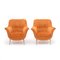 Sessel aus orangefarbenem Samt mit Messingfüßen, 1950er, 2er Set 3