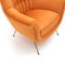 Armchairs in Orange Velvet with Brass Feet, 1950s, Set of 2 9