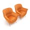 Armchairs in Orange Velvet with Brass Feet, 1950s, Set of 2, Image 4