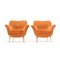 Sessel aus orangefarbenem Samt mit Messingfüßen, 1950er, 2er Set 6