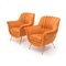 Sessel aus orangefarbenem Samt mit Messingfüßen, 1950er, 2er Set 2