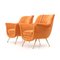 Poltrone di velluto arancione con piedi in ottone, anni '50, set di 2, Immagine 5