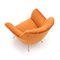 Armchairs in Orange Velvet with Brass Feet, 1950s, Set of 2, Image 10