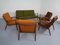 Mid-Century Danish Teak Lounge Chairs & Sofa in Kvadrat Tonica 2, Set of 5 2