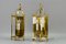 Vintage Brass and Glass Two-Light Wall Lanterns, Set of 2 12