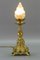 Lampe de Bureau Style Rococo en Verre Givré Blanc et Bronze, 1930s 2