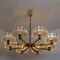 Brass Chandelier with 8 Glass Shades in the Style of Kalmar, 1960s, Image 8
