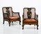 Decorative Chinoiserie Style Japanned & Gilded Bergere Armchairs, 1920s, Set of 2 1
