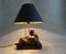 Lampada da tavolo Duck in ceramica nera e dorata, anni '70, Immagine 3