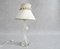 Französische Glas Tischlampe mit Plissiertem Lampenschirm in Beige 4