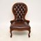 Antique Victorian Style Leather Spoon-Back Chair 7