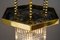 Lampe à Suspension Hexagonale Art Déco avec Abat-Jour Original en Verre, 1920s 8