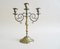 Antique Style Three-Armed Brass Candle Holder, Image 1