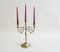 Antique Style Three-Armed Brass Candle Holder 2