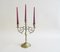Antique Style Three-Armed Brass Candle Holder, Image 2
