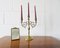 Antique Style Three-Armed Brass Candle Holder, Image 10