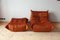 Amber Orange Samt Togo Sessel & Pouf von Michel Ducaroy für Ligne Roset, 2 . Set 3