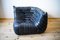 Vintage Black Pull-Up Dubai Leather Togo Corner Seat by Michel Ducaroy for Ligne Roset 1