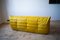 Vintage Yellow & Black Pull-Up Leather 3-Seat Togo Sofa by Michel Ducaroy for Ligne Roset 9
