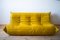Vintage Yellow & Black Pull-Up Leather 3-Seat Togo Sofa by Michel Ducaroy for Ligne Roset 7