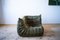 Vintage Khaki Velvet Togo Corner Seat by Michel Ducaroy for Ligne Roset 1