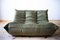 Vintage Khaki 2-Sitzer Togo Sofa aus Samt von Michel Ducaroy für Ligne Roset 1