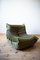 Vintage Khaki Velvet Togo Lounge Chair and Pouf Set by Michel Ducaroy for Ligne Roset, 1970s, Set of 2 12