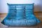 Vintage Lazure Sea Velvet 2-Seat Togo Sofa by Michel Ducaroy for Ligne Roset 1